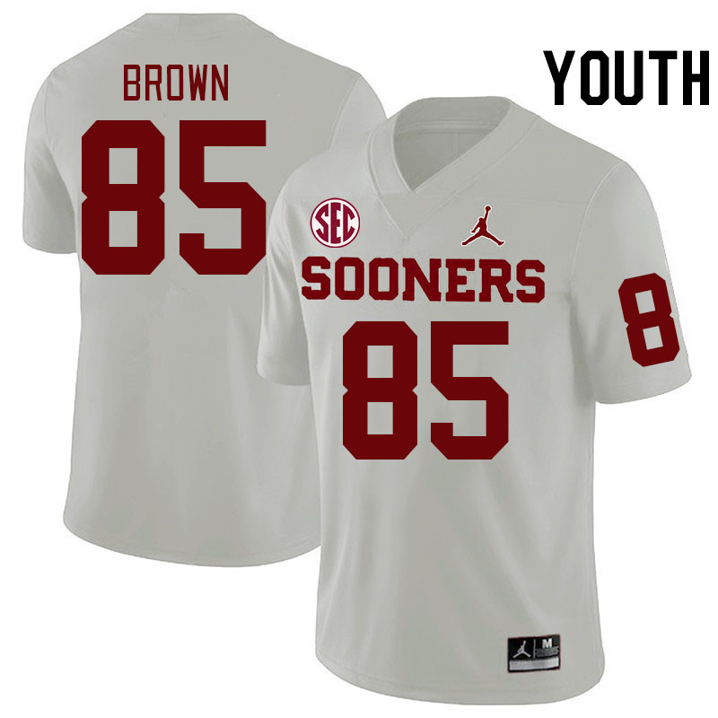 Youth #85 Trey Brown Oklahoma Sooners 2024 SEC Conference College Football Jerseys-White